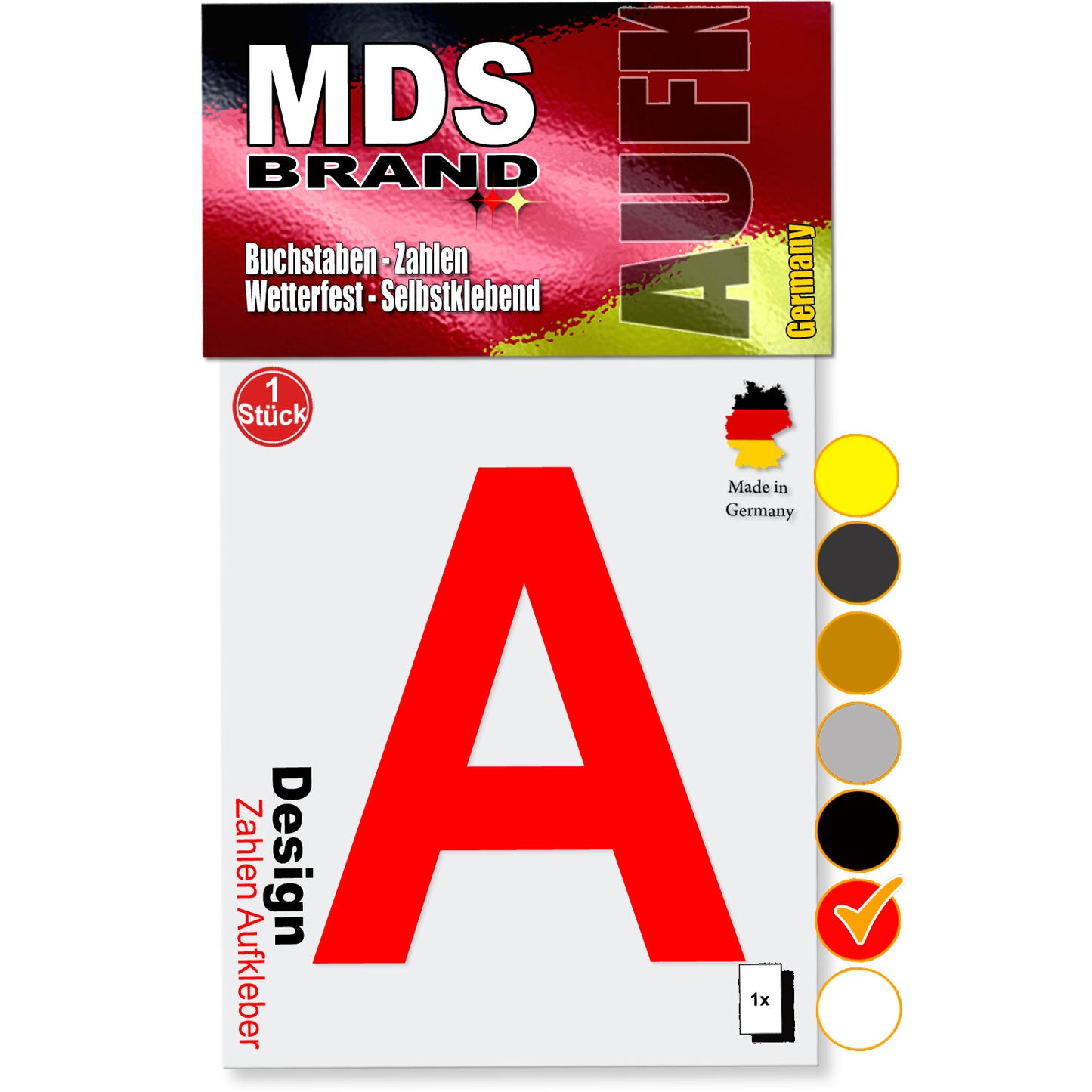 10cm Design Buchstaben Aufkleber Selbstklebende Klebebuchstaben | Wetterfest Alphabet zum Aufkleben für Briefkasten, Auto, Mülltonne, Vinyl Buchstaben für Außen & Innen Rot