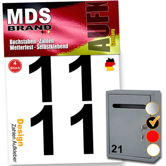 5cm Design Zahlen Aufkleber Selbstklebende Klebezahlen | Vinyl Hausnummern zum Aufkleben für Briefkasten, Mülltonnen, Hausnummer für Außen & Innen Schwarz