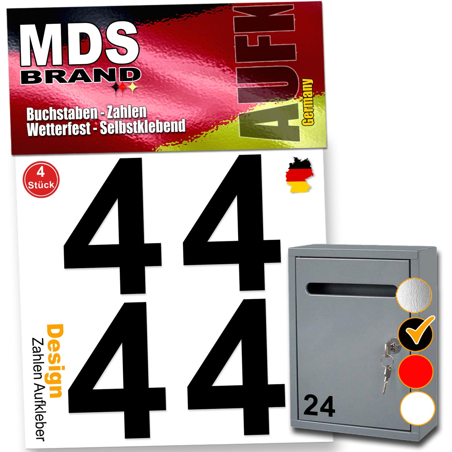 5cm Design Zahlen Aufkleber Selbstklebende Klebezahlen | Vinyl Hausnummern zum Aufkleben für Briefkasten, Mülltonnen, Hausnummer für Außen & Innen Schwarz