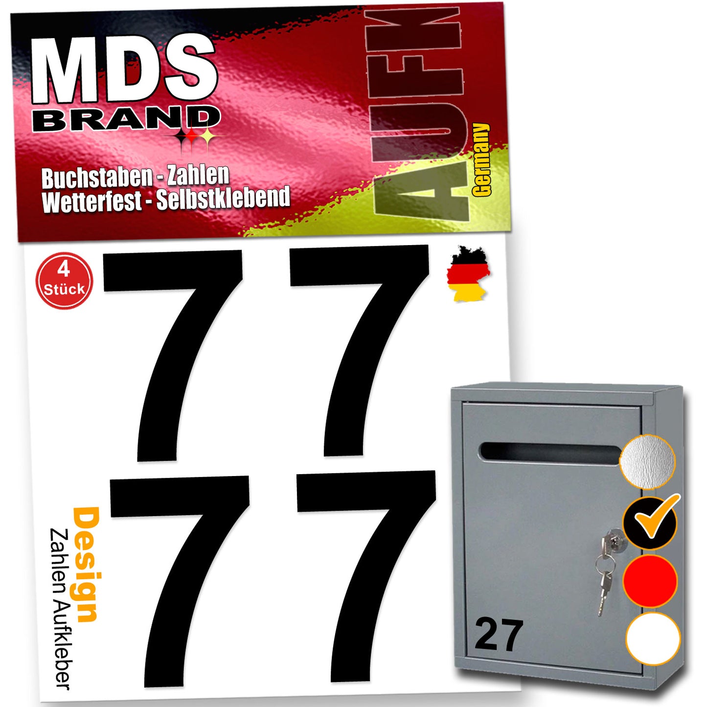 5cm Design Zahlen Aufkleber Selbstklebende Klebezahlen | Vinyl Hausnummern zum Aufkleben für Briefkasten, Mülltonnen, Hausnummer für Außen & Innen Schwarz