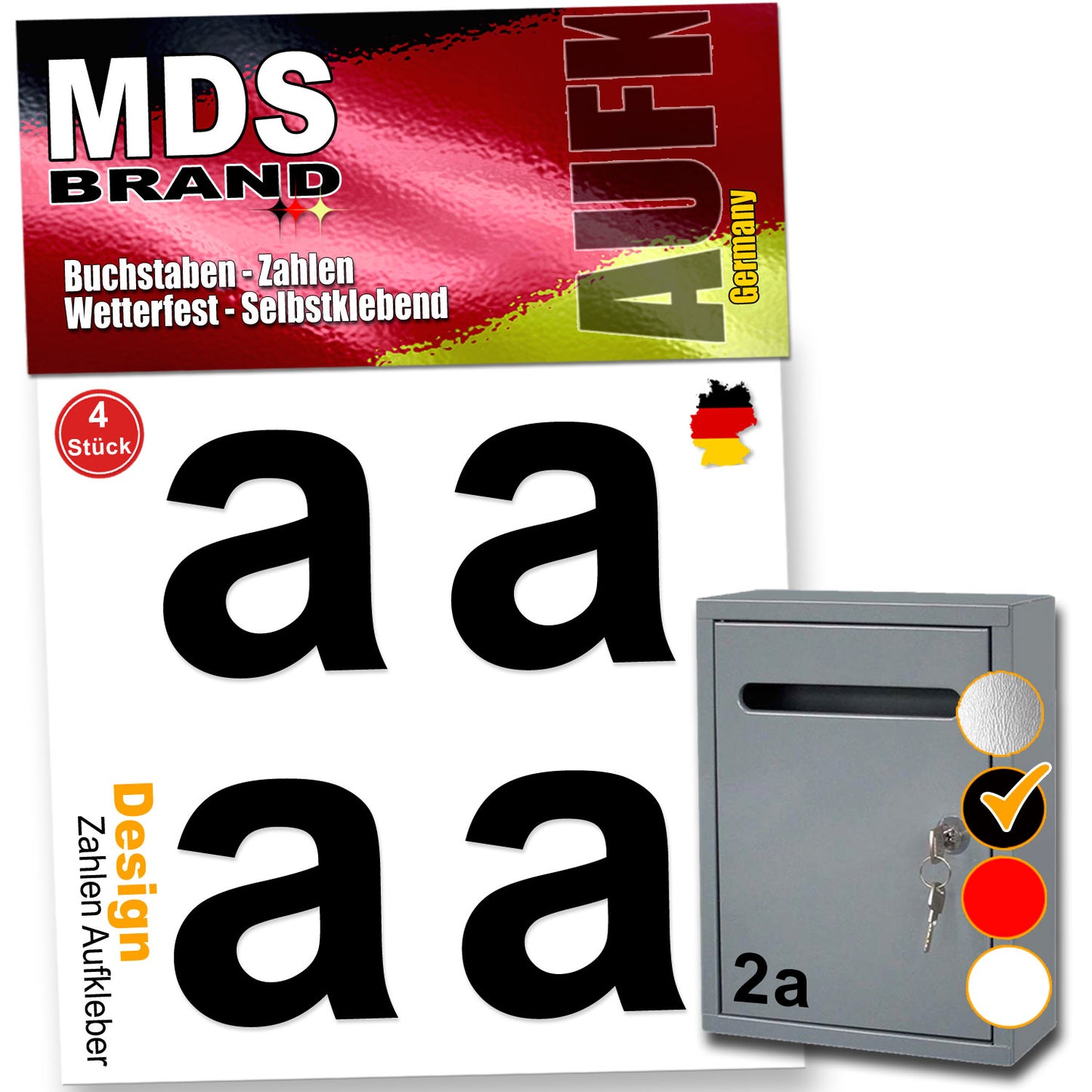 5cm Design Zahlen Aufkleber Selbstklebende Klebezahlen | Vinyl Hausnummern zum Aufkleben für Briefkasten, Mülltonnen, Hausnummer für Außen & Innen Schwarz