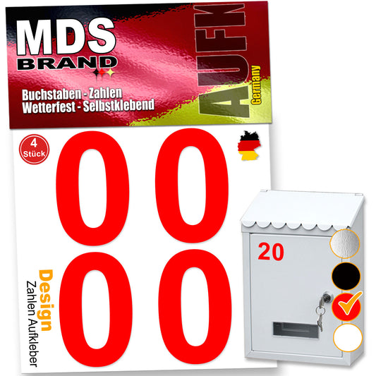 5cm Design Zahlen Aufkleber Selbstklebende Klebezahlen | Vinyl Hausnummern zum Aufkleben für Briefkasten, Mülltonnen, Hausnummer für Außen & Innen Rot
