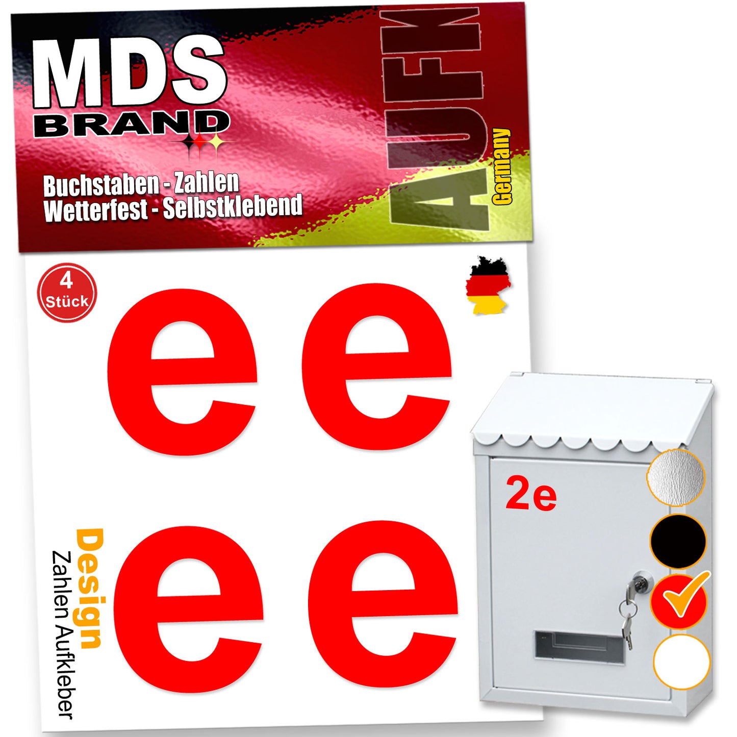 5cm Design Zahlen Aufkleber Selbstklebende Klebezahlen | Vinyl Hausnummern zum Aufkleben für Briefkasten, Mülltonnen, Hausnummer für Außen & Innen Rot