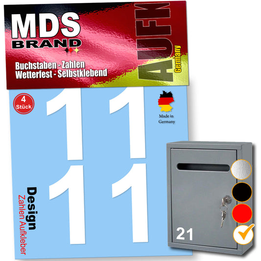 5cm Design Zahlen Aufkleber Selbstklebende Klebezahlen | Vinyl Hausnummern zum Aufkleben für Briefkasten, Mülltonnen, Hausnummer für Außen & Innen Weiss