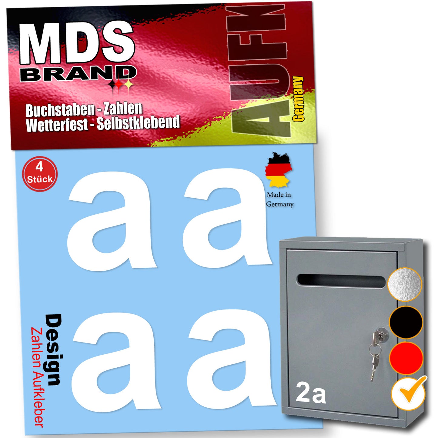 8cm Design Zahlen Aufkleber 4x Spar Pack Selbstklebende Klebezahlen für Briefkasten, Mülltonne & Hausnummeren Aufkleber für Außen & Innen Weiss
