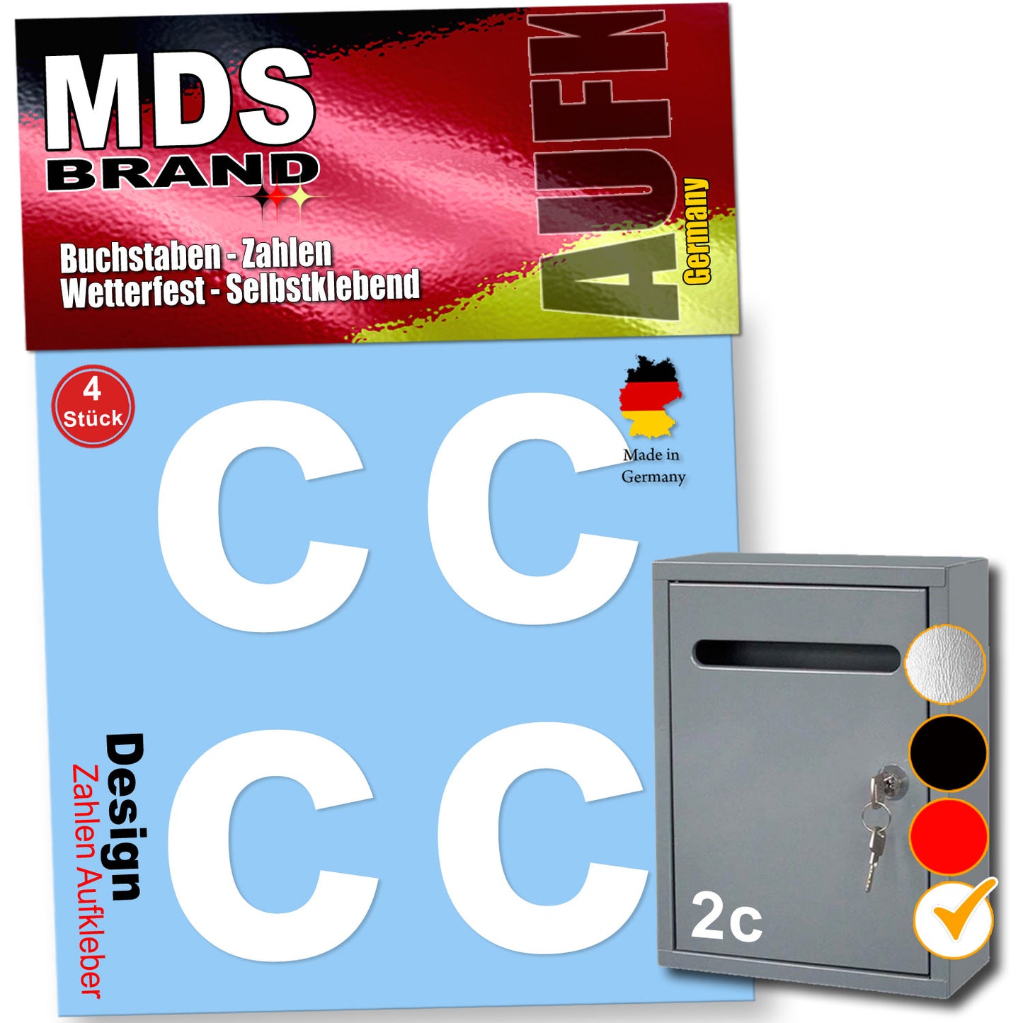 8cm Design Zahlen Aufkleber 4x Spar Pack Selbstklebende Klebezahlen für Briefkasten, Mülltonne & Hausnummeren Aufkleber für Außen & Innen Weiss
