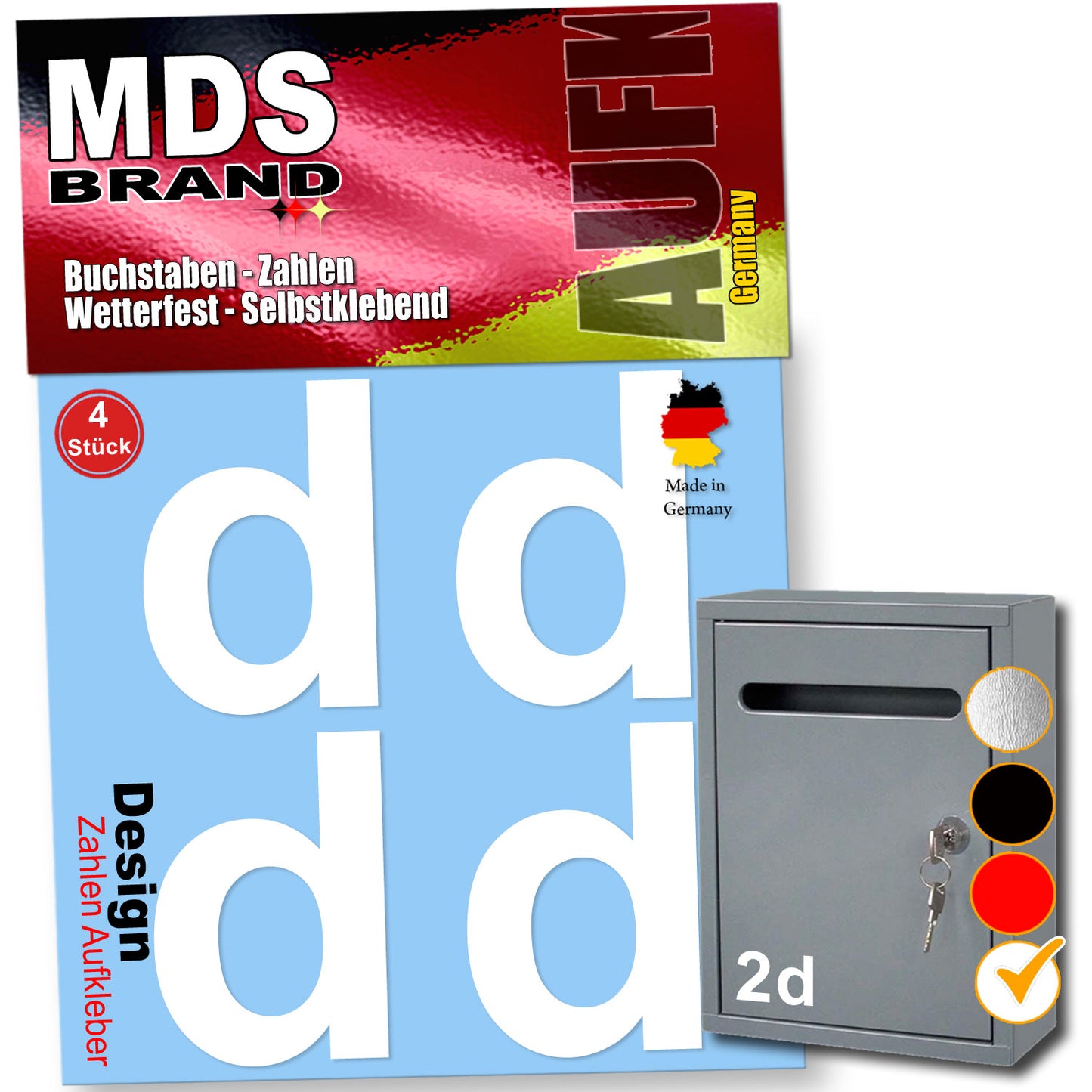 8cm Design Zahlen Aufkleber 4x Spar Pack Selbstklebende Klebezahlen für Briefkasten, Mülltonne & Hausnummeren Aufkleber für Außen & Innen Weiss