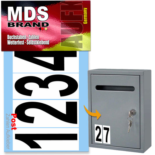 24x Post 7,5cm Zahlen Aufkleber 2X/Satz 0-9 Selbstklebende Wetterfest Klebezahlen für Briefkasten, Mülltonne & Hausnummeren Aufkleber für Außen & Innen