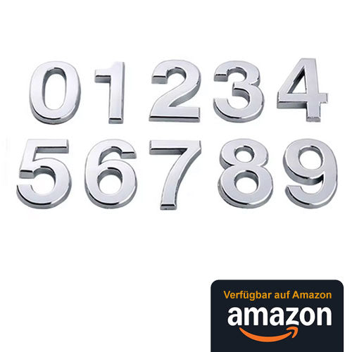 Hausnummer, 8 in Silber Acryl Hausnummer,Höhe 7.5cm, Selbstklebende Haus-Nummer, für Tür, Briefkasten, Außen, Anti-Friktion, Wetterfest