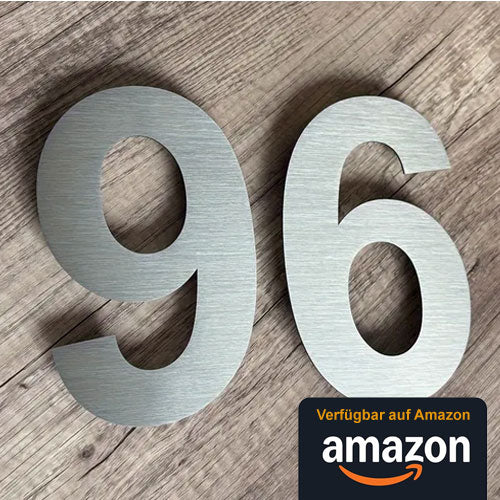 Edelstahl Hausnummer - Metallic Mattes Silber Finish - Moderner Schwebender Aussehen, Höhe 152 mm