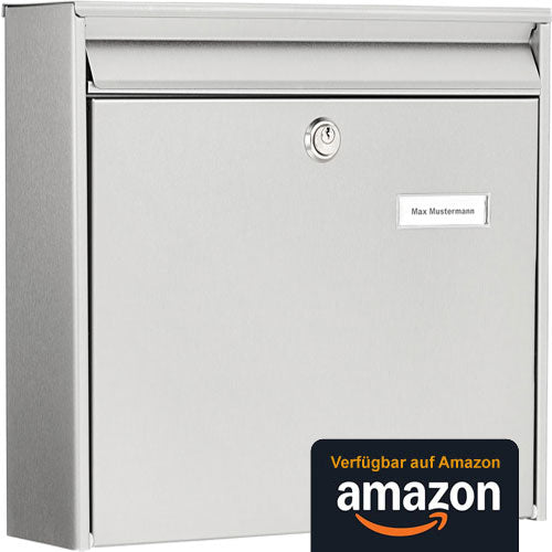 BURG-WÄCHTER Briefkasten ohne Zeitungsfach mit Namensschild, Rostfreier Edelstahl, Einwurf-Format DIN C4, 2 Schlüssel, Borkum 3877 Ni