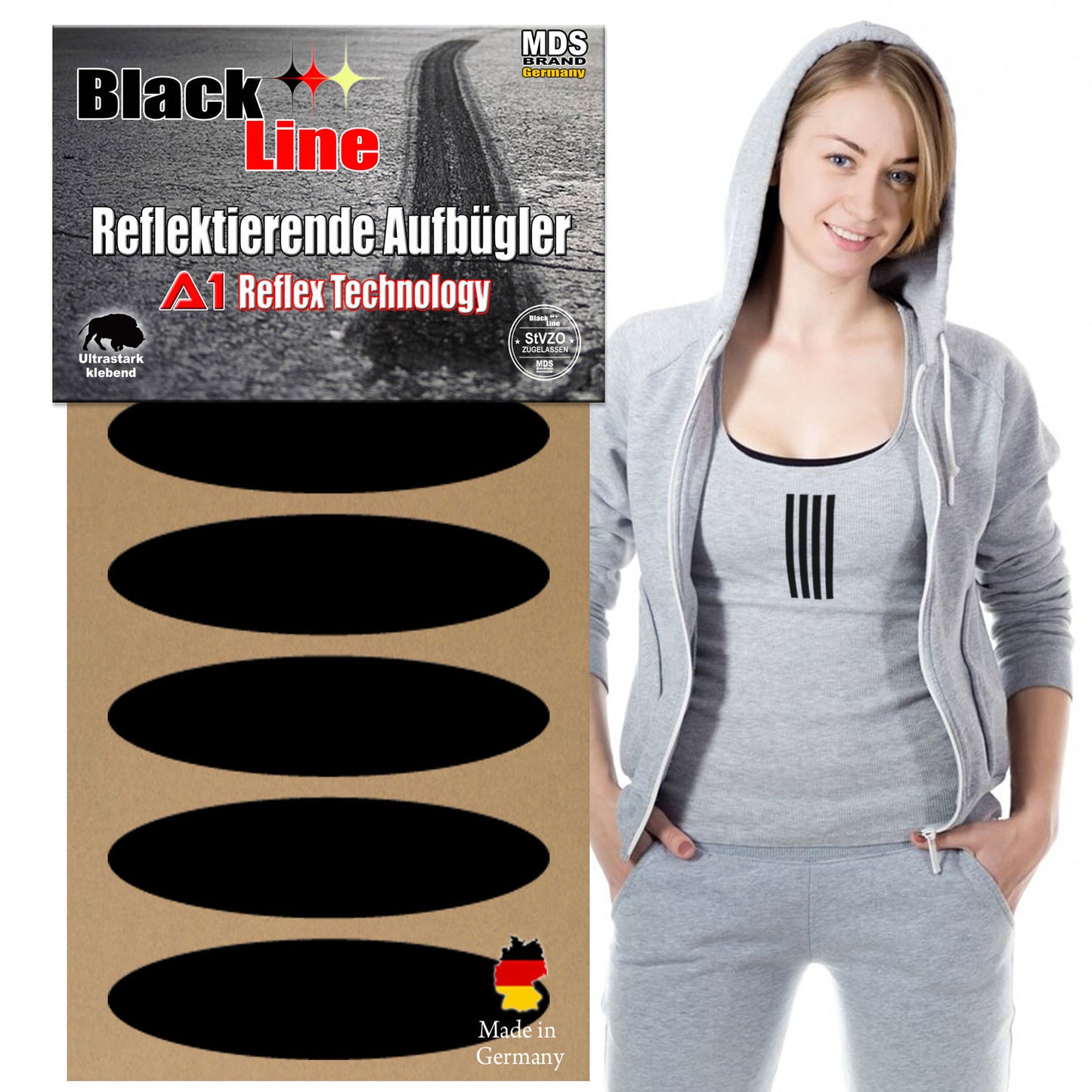 Reflektierende Aufbügler Set - Reflektoren Kinderkleidung - Hohe Sichtbarkeit - Optimierte Haftung für Kleidung oder Schulranzen - 6x Oval
