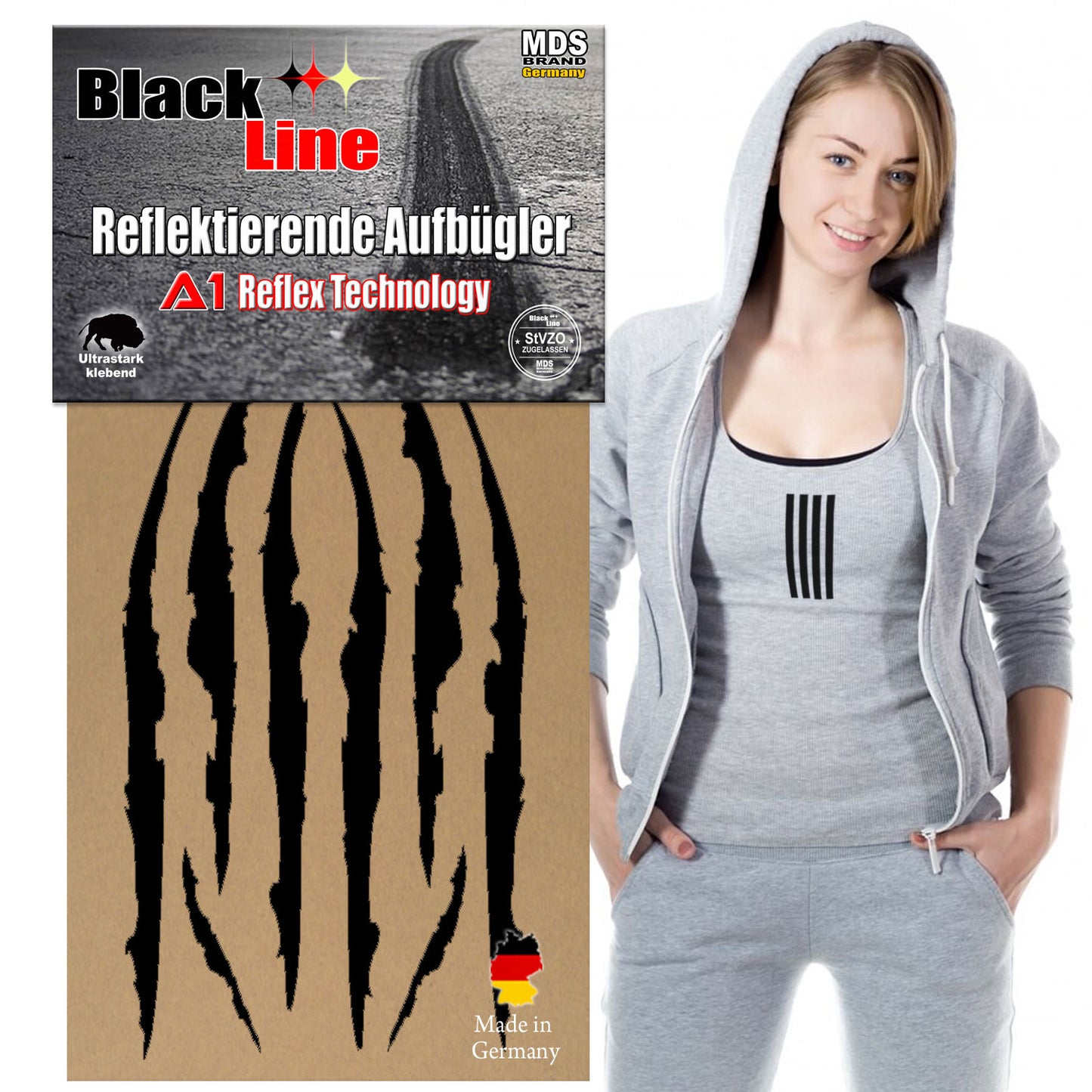 Reflektierende Kleidung Aufbügler Set - Rips - Hohe Sichtbarkeit - Optimierte Haftung für Kleidung oder Schulranzen