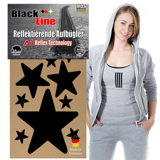 Reflektierende Aufbügler -Sterne- Set - Reflektoren Kinderkleidung - Hohe Sichtbarkeit - Optimierte Haftung für Kleidung oder Schulranzen