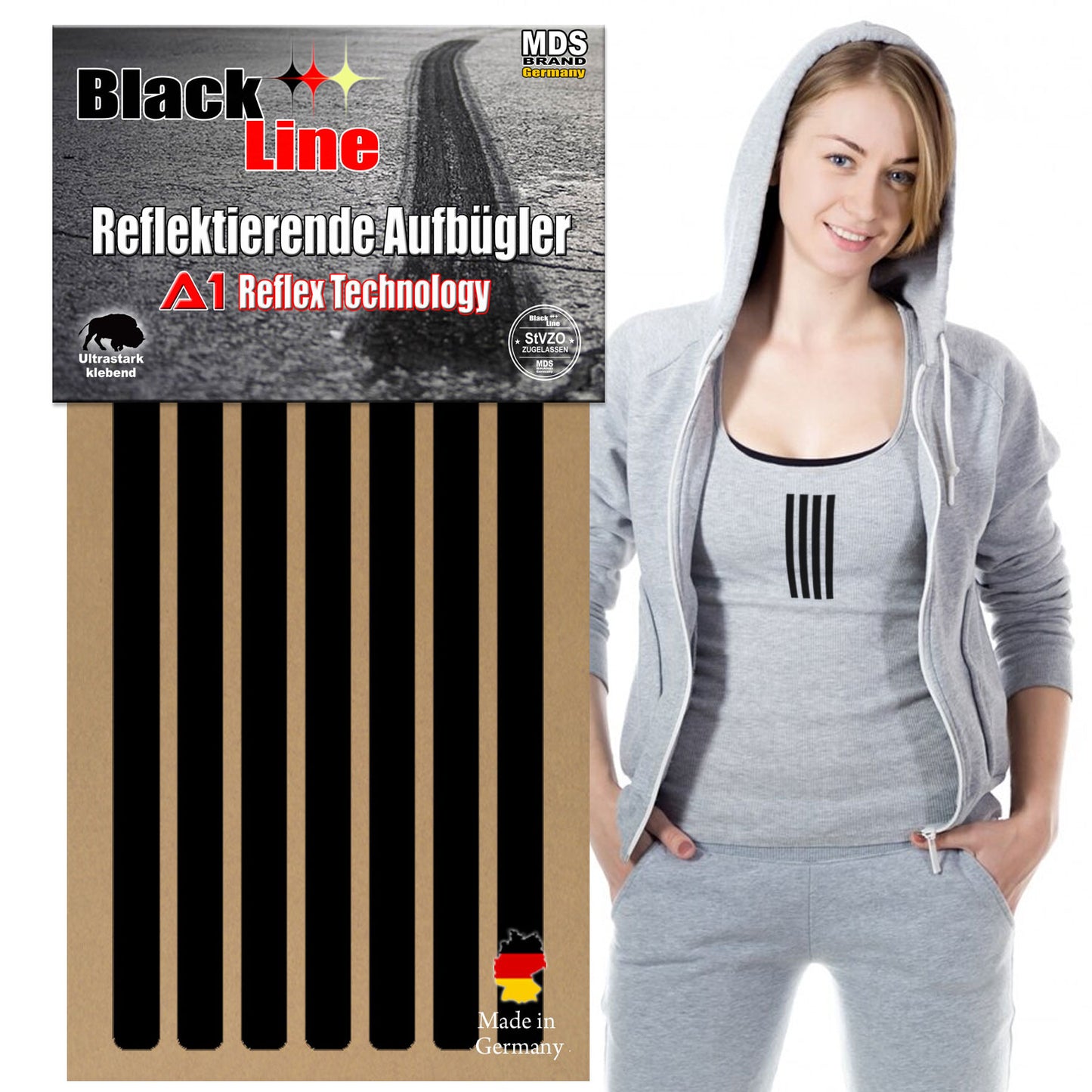 Reflektierende Aufbügler Set - Reflektoren Kinderkleidung - Hohe Sichtbarkeit - Optimierte Haftung für Kleidung oder Schulranzen - Lines