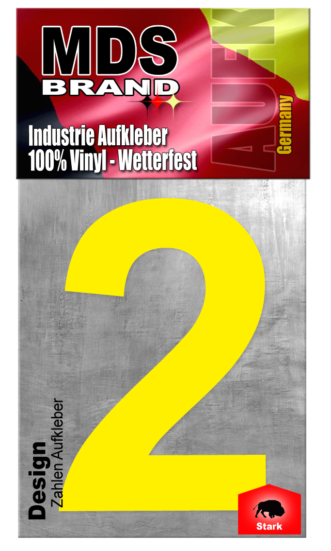 Design 20cm Zahlen Aufkleber GELB | Selbstklebende hausnummern zum aufkleben | Klebezahlen für Mülltonne, Briefkasten & Hausnummer | Optimal für Außen & Innen, klebeziffer