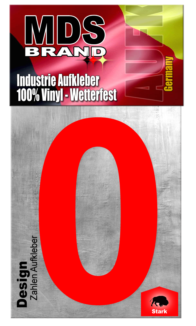 Design 20cm Zahlen Aufkleber ROT | Selbstklebende hausnummern zum aufkleben | Klebezahlen für Mülltonne, Briefkasten & Hausnummer | Optimal für Außen & Innen, klebeziffer