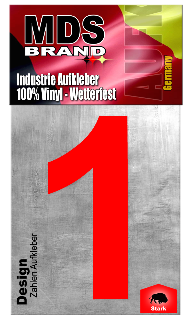 Design 20cm Zahlen Aufkleber ROT | Selbstklebende hausnummern zum aufkleben | Klebezahlen für Mülltonne, Briefkasten & Hausnummer | Optimal für Außen & Innen, klebeziffer