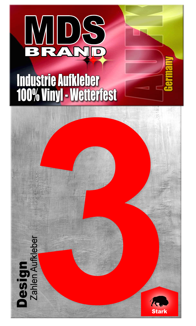 Design 20cm Zahlen Aufkleber ROT | Selbstklebende hausnummern zum aufkleben | Klebezahlen für Mülltonne, Briefkasten & Hausnummer | Optimal für Außen & Innen, klebeziffer
