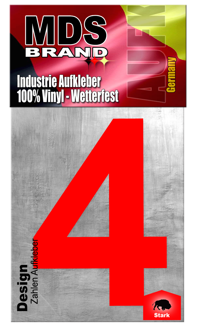 Design 20cm Zahlen Aufkleber ROT | Selbstklebende hausnummern zum aufkleben | Klebezahlen für Mülltonne, Briefkasten & Hausnummer | Optimal für Außen & Innen, klebeziffer