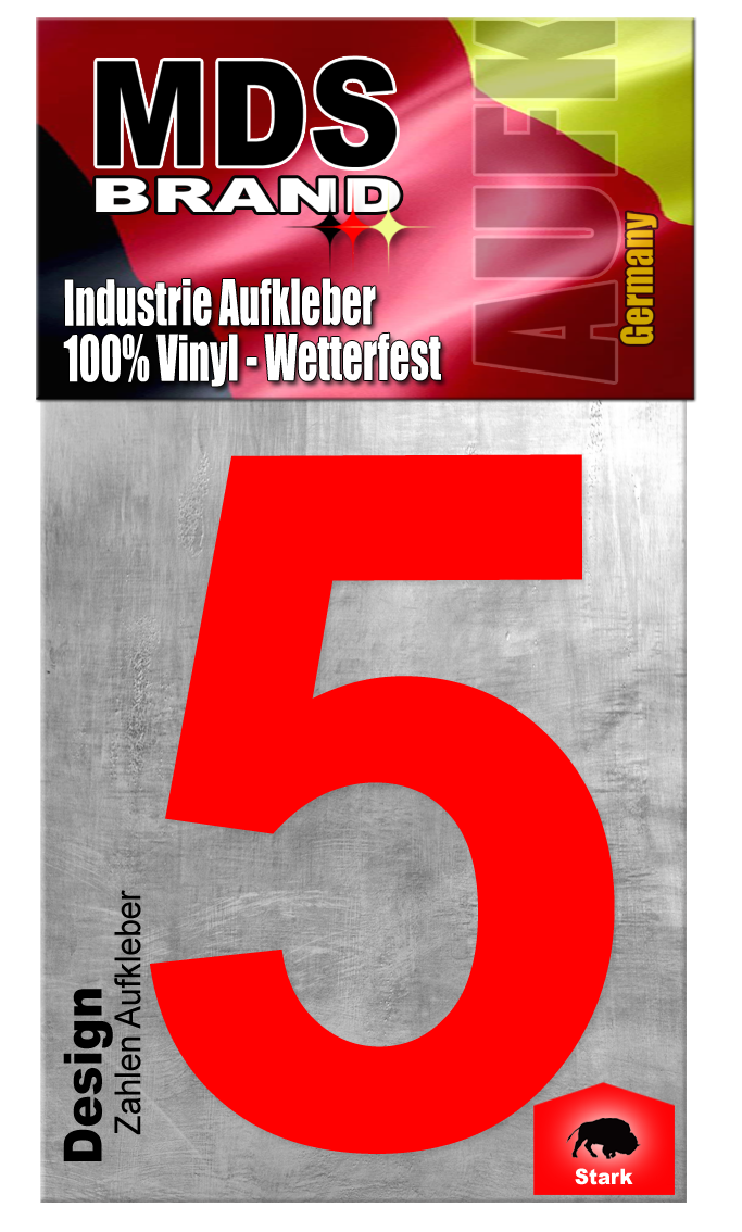 Design 20cm Zahlen Aufkleber ROT | Selbstklebende hausnummern zum aufkleben | Klebezahlen für Mülltonne, Briefkasten & Hausnummer | Optimal für Außen & Innen, klebeziffer