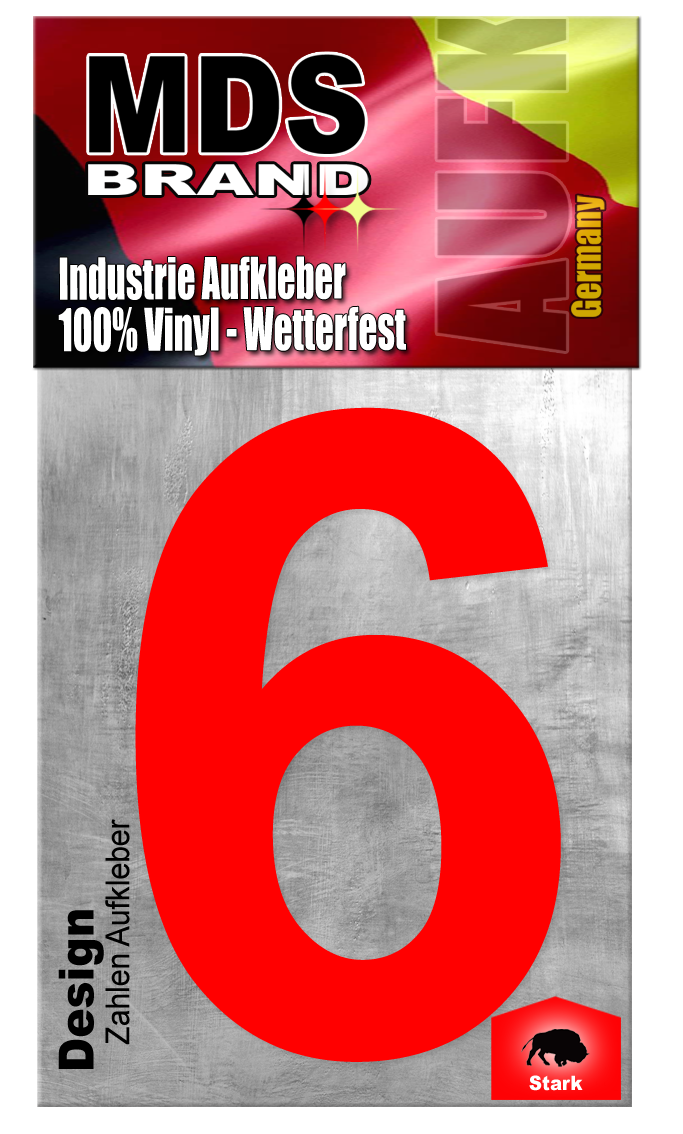 Design 20cm Zahlen Aufkleber ROT | Selbstklebende hausnummern zum aufkleben | Klebezahlen für Mülltonne, Briefkasten & Hausnummer | Optimal für Außen & Innen, klebeziffer