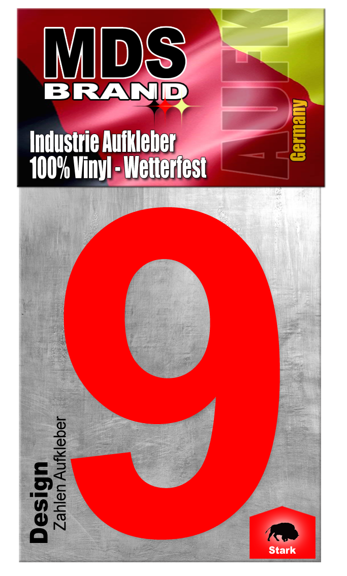 Design 20cm Zahlen Aufkleber ROT | Selbstklebende hausnummern zum aufkleben | Klebezahlen für Mülltonne, Briefkasten & Hausnummer | Optimal für Außen & Innen, klebeziffer