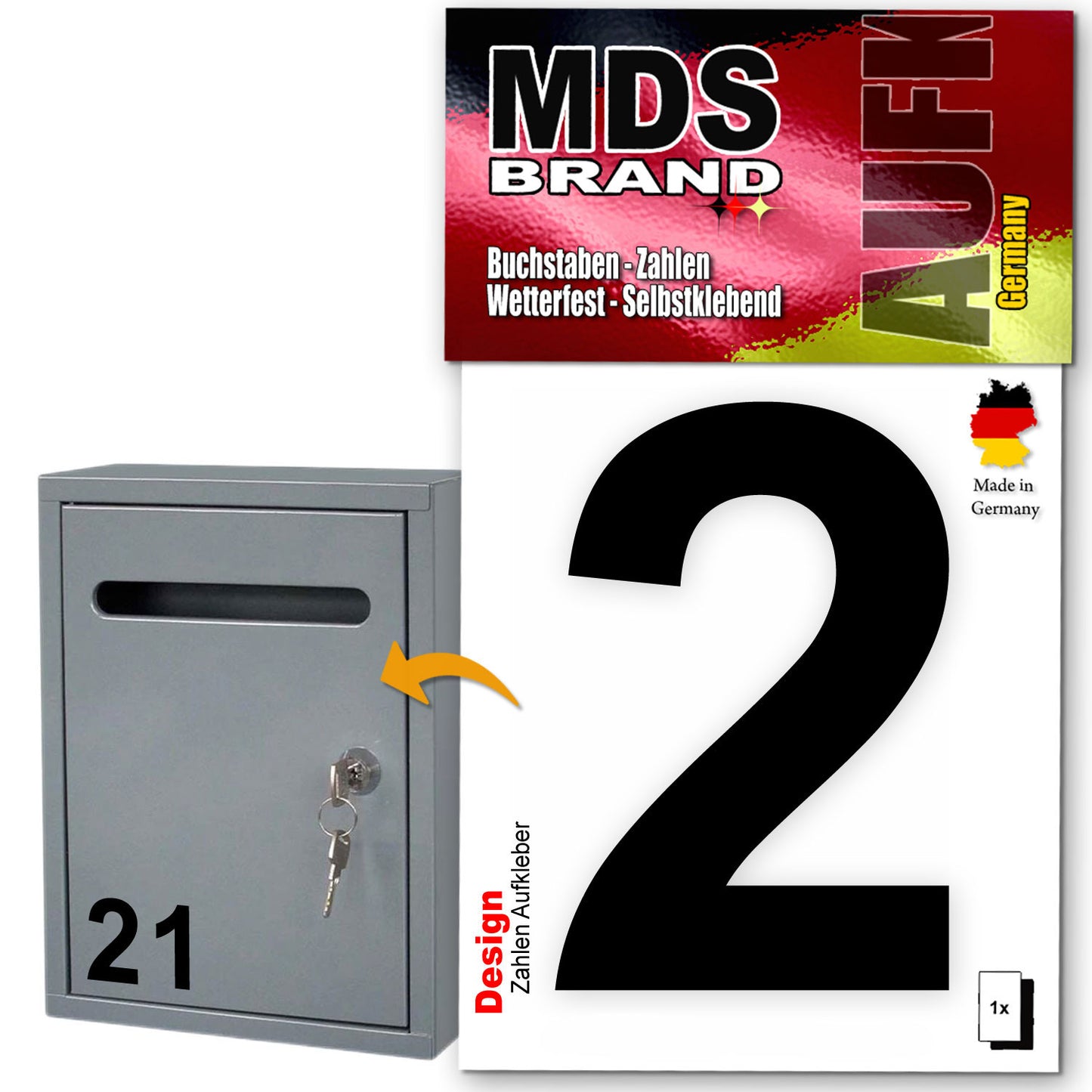 10cm Design Zahlen Aufkleber | Selbstklebende Klebezahlen für Briefkasten, Mülltonne, Hausnummer Aufkleber für Außen & Innen Schwarz
