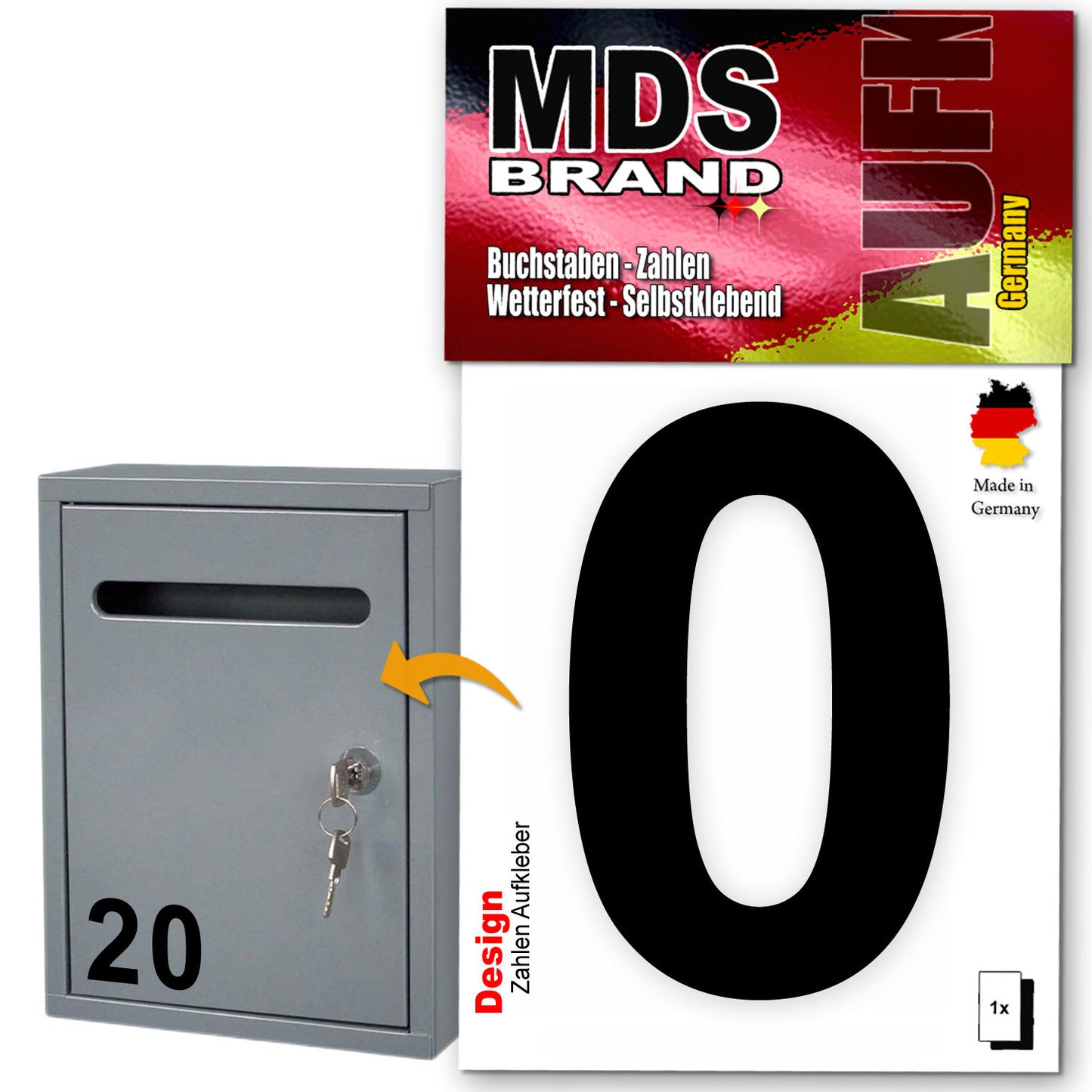 10cm Design Zahlen Aufkleber | Selbstklebende Klebezahlen für Briefkasten, Mülltonne, Hausnummer Aufkleber für Außen & Innen Schwarz