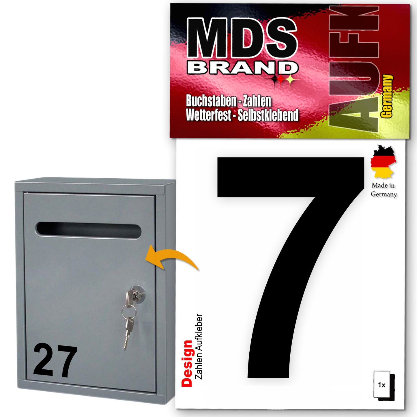 10cm Design Zahlen Aufkleber | Selbstklebende Klebezahlen für Briefkasten, Mülltonne, Hausnummer Aufkleber für Außen & Innen Schwarz