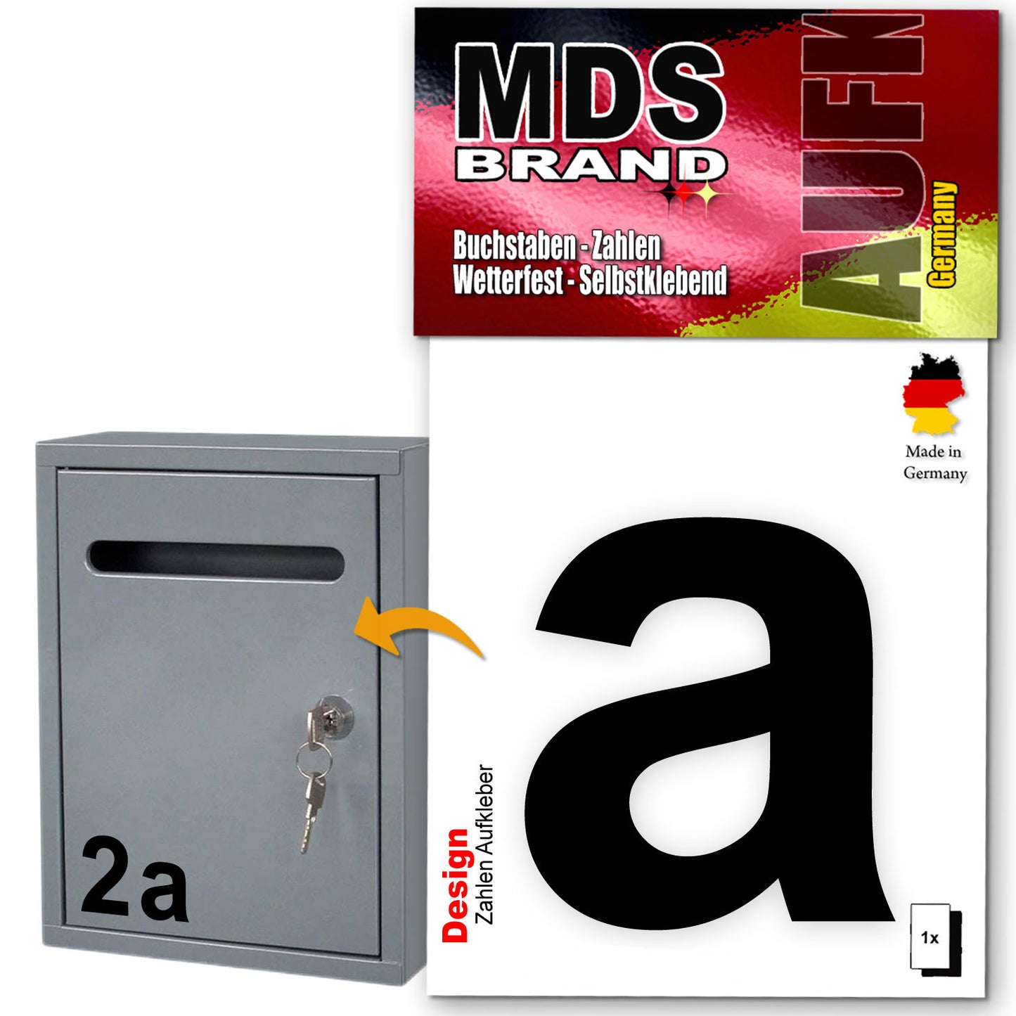10cm Design Zahlen Aufkleber | Selbstklebende Klebezahlen für Briefkasten, Mülltonne, Hausnummer Aufkleber für Außen & Innen Schwarz