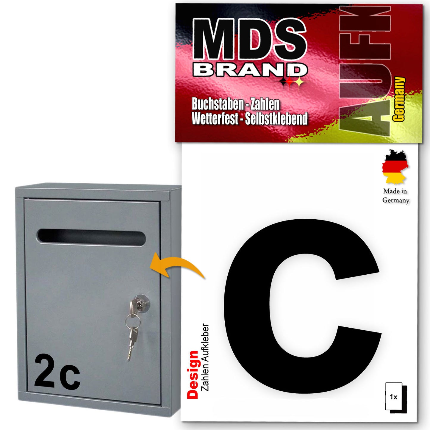 10cm Design Zahlen Aufkleber | Selbstklebende Klebezahlen für Briefkasten, Mülltonne, Hausnummer Aufkleber für Außen & Innen Schwarz
