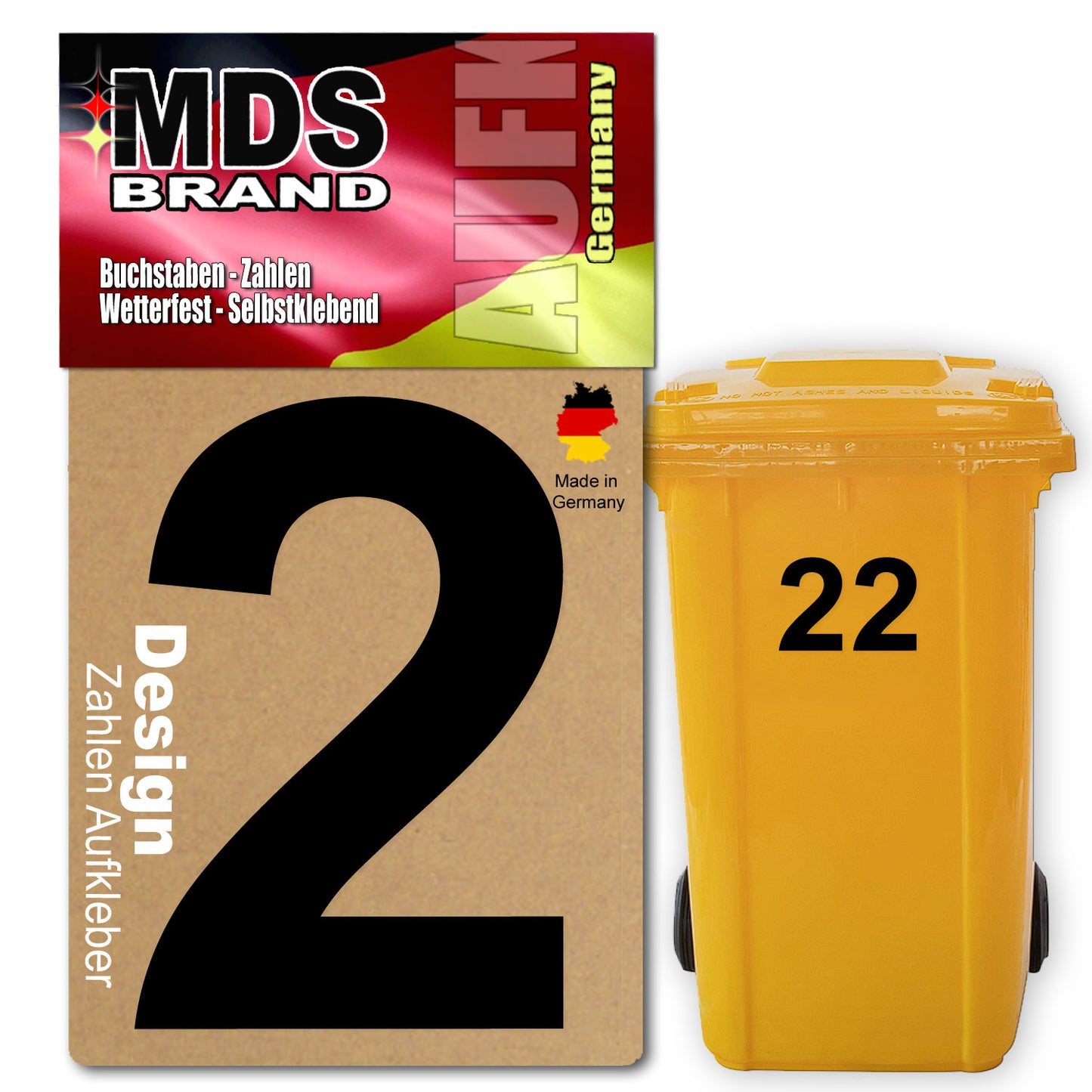 Design 15cm Zahlen Aufkleber Selbstklebende Klebezahlen für Briefkasten, Mülltonne & Hausnummeren Aufkleber für Außen & Innen