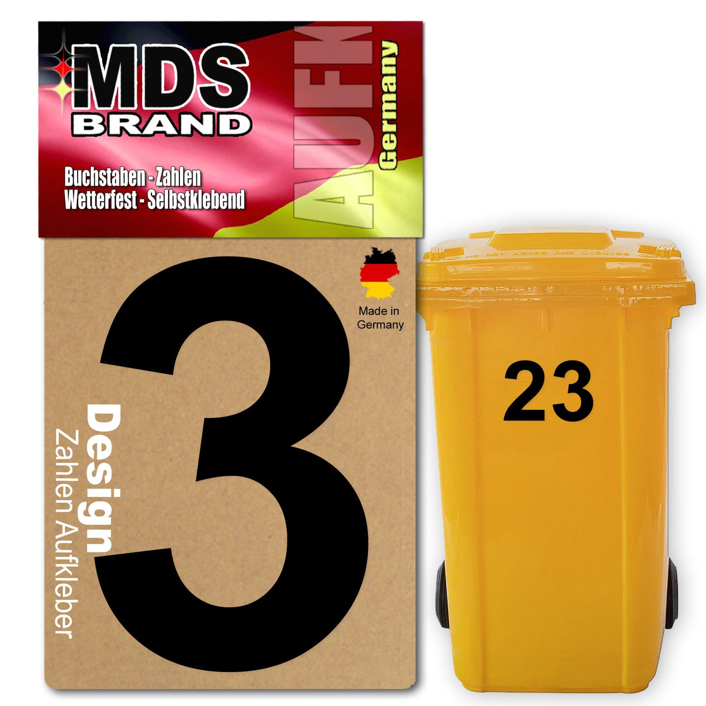 Design 15cm Zahlen Aufkleber Selbstklebende Klebezahlen für Briefkasten, Mülltonne & Hausnummeren Aufkleber für Außen & Innen