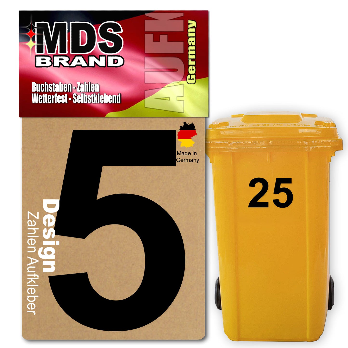 Design 15cm Zahlen Aufkleber Selbstklebende Klebezahlen für Briefkasten, Mülltonne & Hausnummeren Aufkleber für Außen & Innen