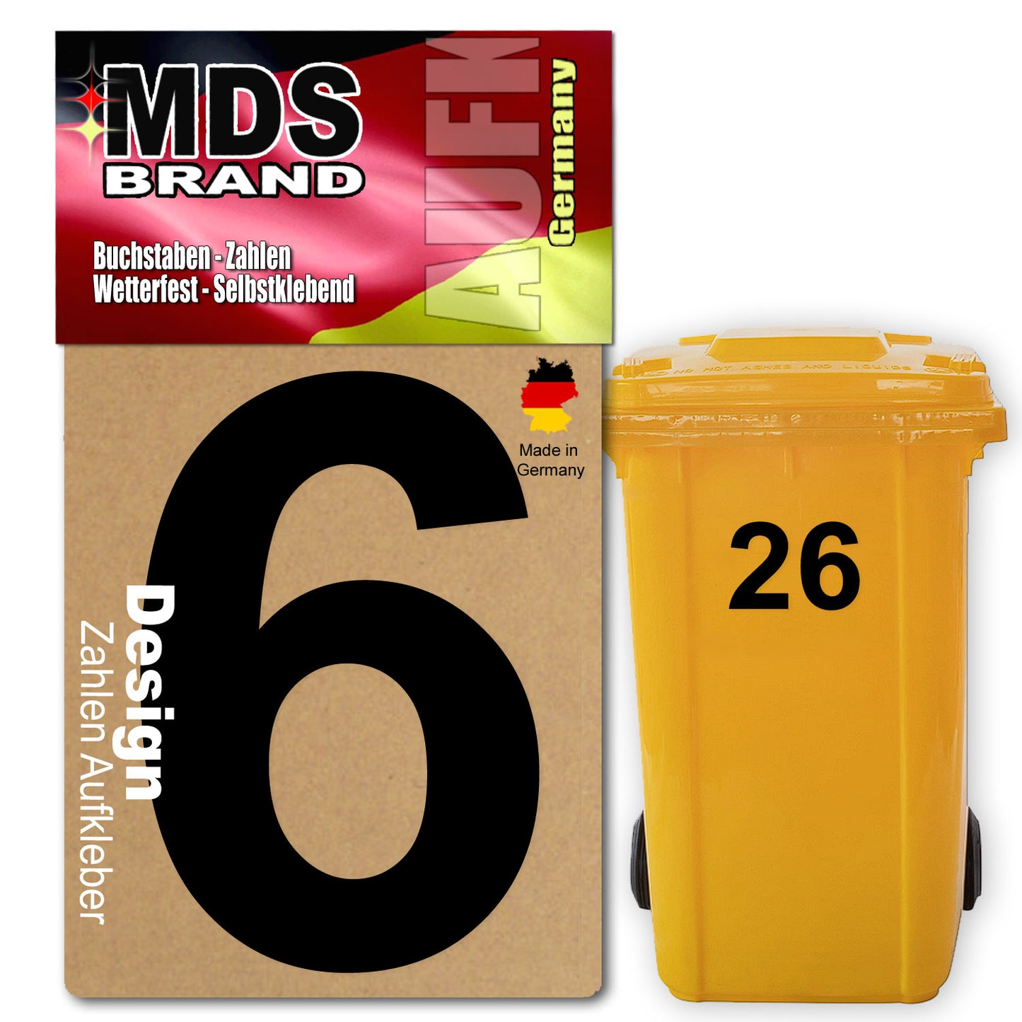 Design 15cm Zahlen Aufkleber Selbstklebende Klebezahlen für Briefkasten, Mülltonne & Hausnummeren Aufkleber für Außen & Innen