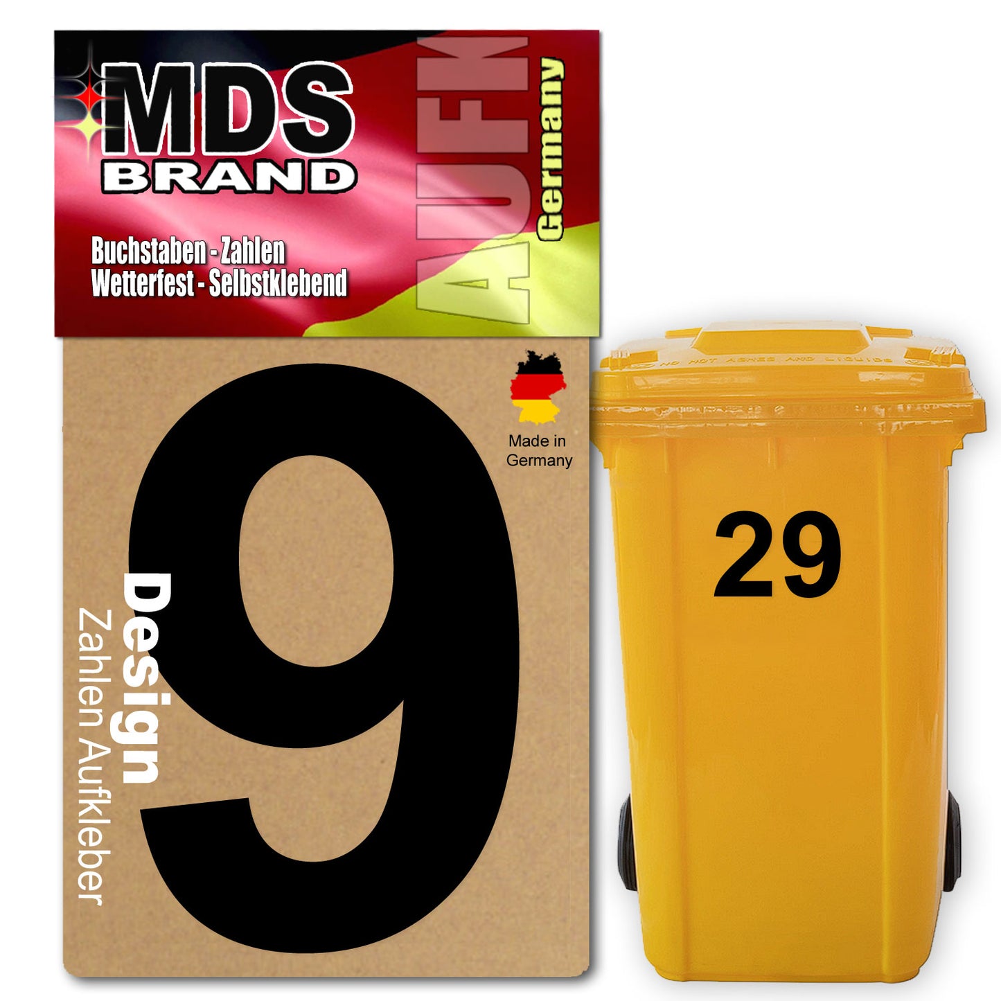 Design 15cm Zahlen Aufkleber Selbstklebende Klebezahlen für Briefkasten, Mülltonne & Hausnummeren Aufkleber für Außen & Innen