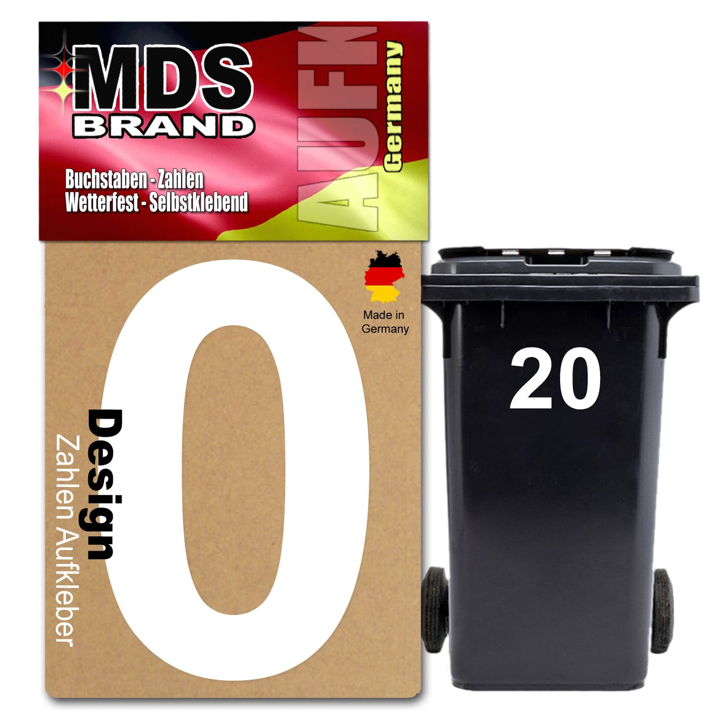 Design 15cm Zahlen Aufkleber Selbstklebende Klebezahlen für Briefkasten, Mülltonne & Hausnummeren Aufkleber für Außen & Innen