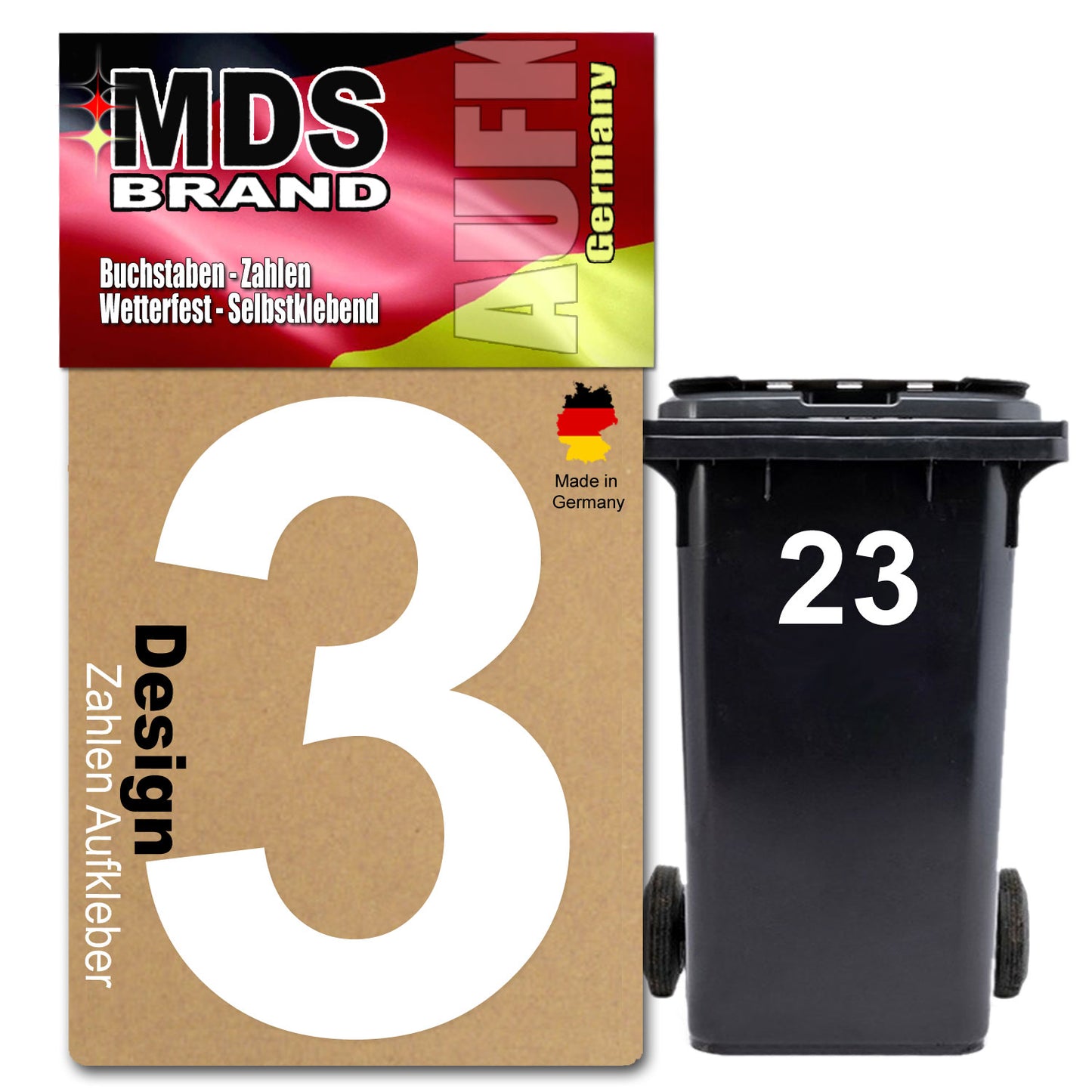 Design 15cm Zahlen Aufkleber Selbstklebende Klebezahlen für Briefkasten, Mülltonne & Hausnummeren Aufkleber für Außen & Innen