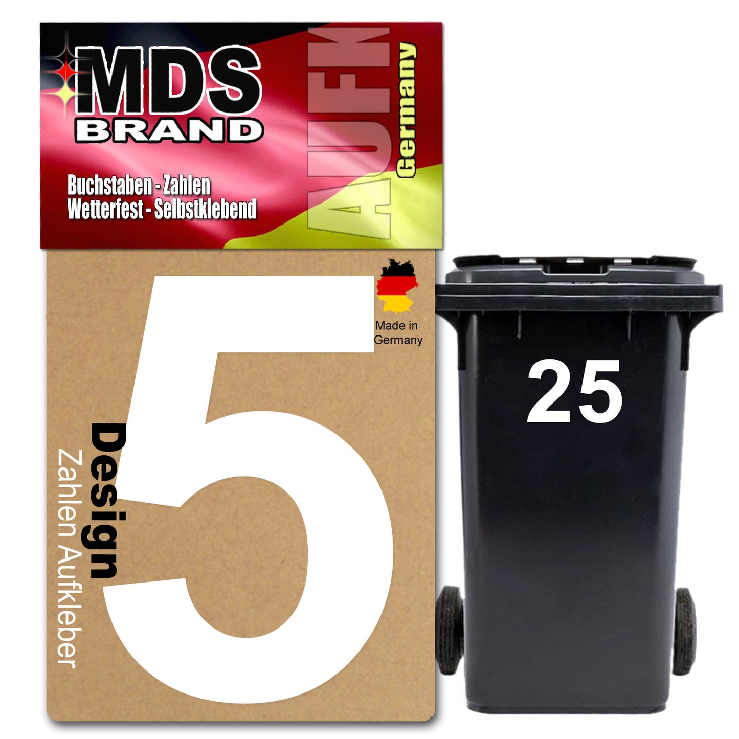 Design 15cm Zahlen Aufkleber Selbstklebende Klebezahlen für Briefkasten, Mülltonne & Hausnummeren Aufkleber für Außen & Innen