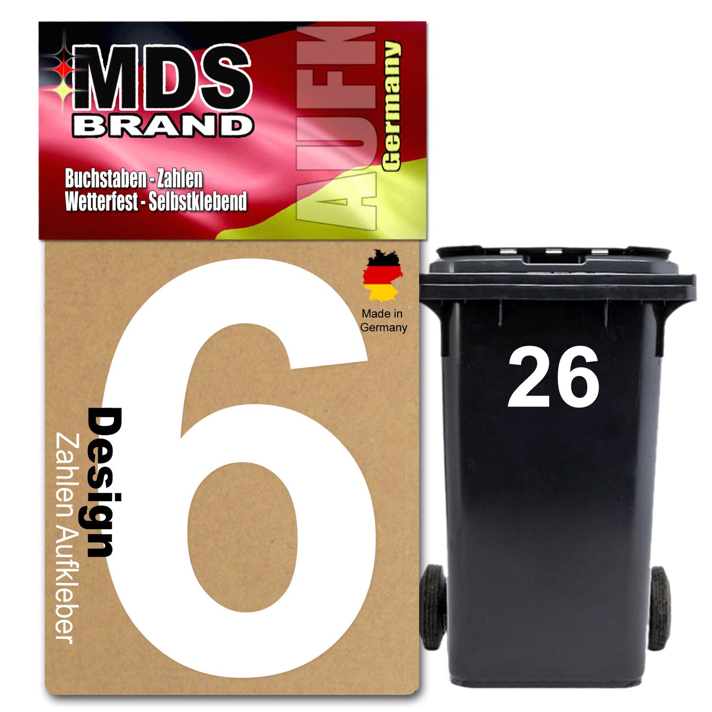 Design 15cm Zahlen Aufkleber Selbstklebende Klebezahlen für Briefkasten, Mülltonne & Hausnummeren Aufkleber für Außen & Innen
