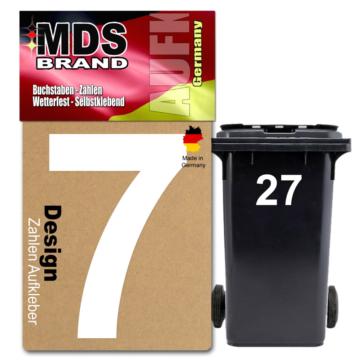 Design 15cm Zahlen Aufkleber Selbstklebende Klebezahlen für Briefkasten, Mülltonne & Hausnummeren Aufkleber für Außen & Innen