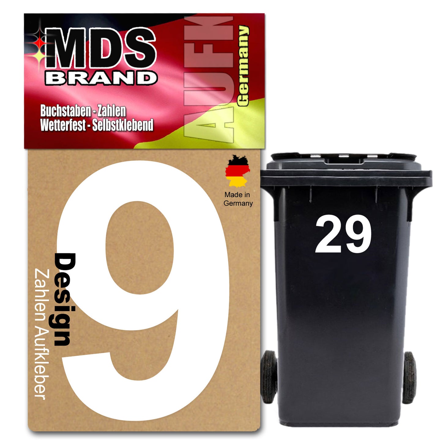 Design 15cm Zahlen Aufkleber Selbstklebende Klebezahlen für Briefkasten, Mülltonne & Hausnummeren Aufkleber für Außen & Innen