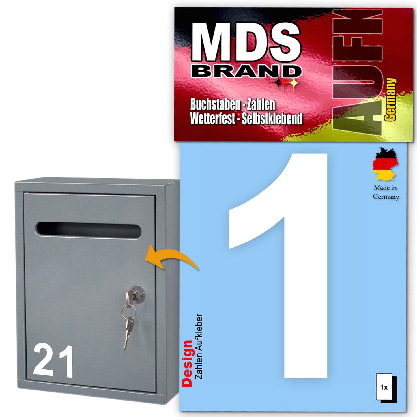 10cm Design Zahlen Aufkleber | Selbstklebende Klebezahlen für Briefkasten, Mülltonne, Hausnummer Aufkleber für Außen & Innen Weiss