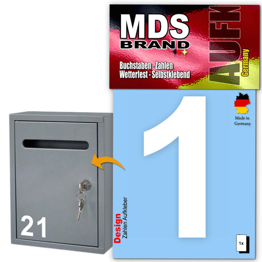 10cm Design Zahlen Aufkleber | Selbstklebende Klebezahlen für Briefkasten, Mülltonne, Hausnummer Aufkleber für Außen & Innen Weiss