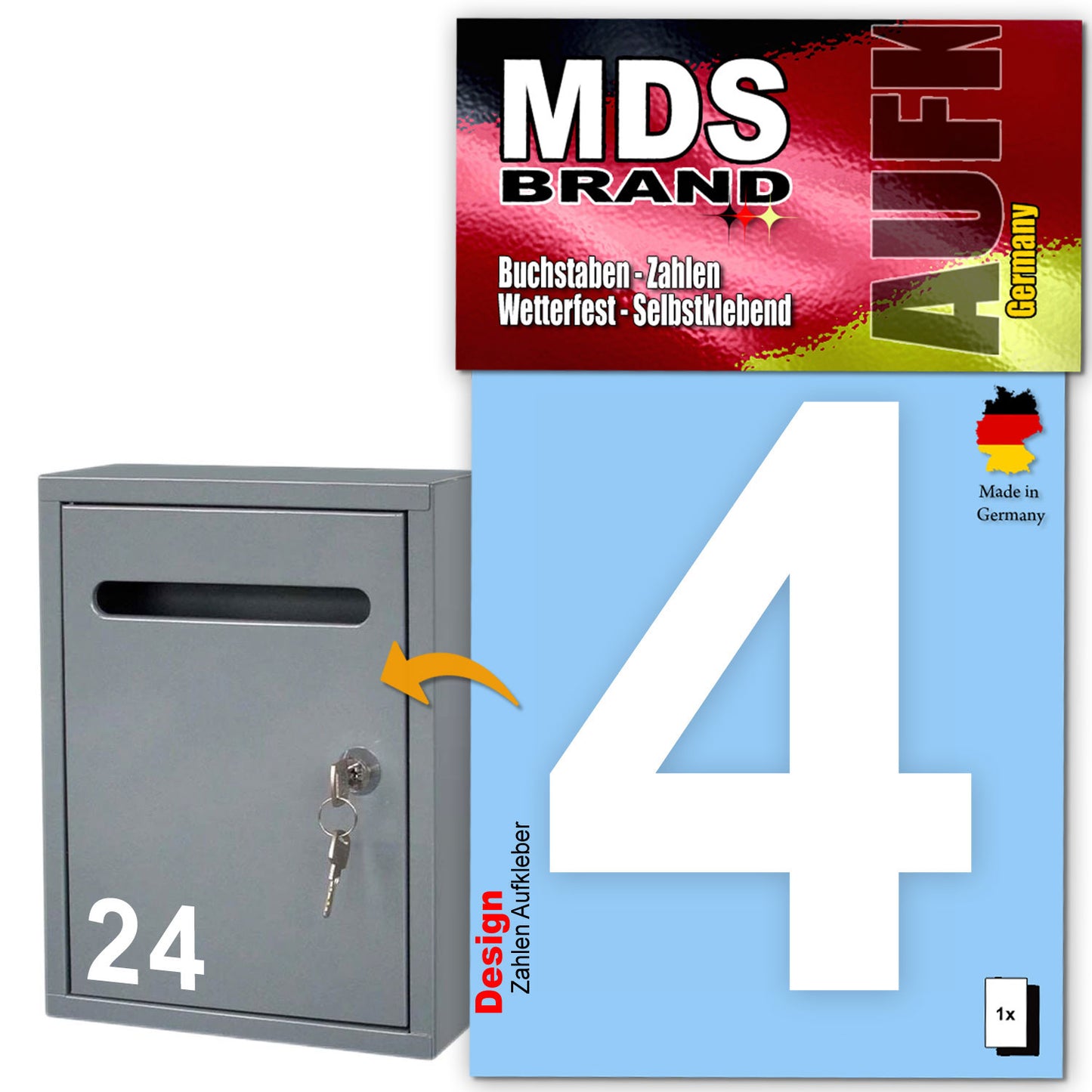 10cm Design Zahlen Aufkleber | Selbstklebende Klebezahlen für Briefkasten, Mülltonne, Hausnummer Aufkleber für Außen & Innen Weiss