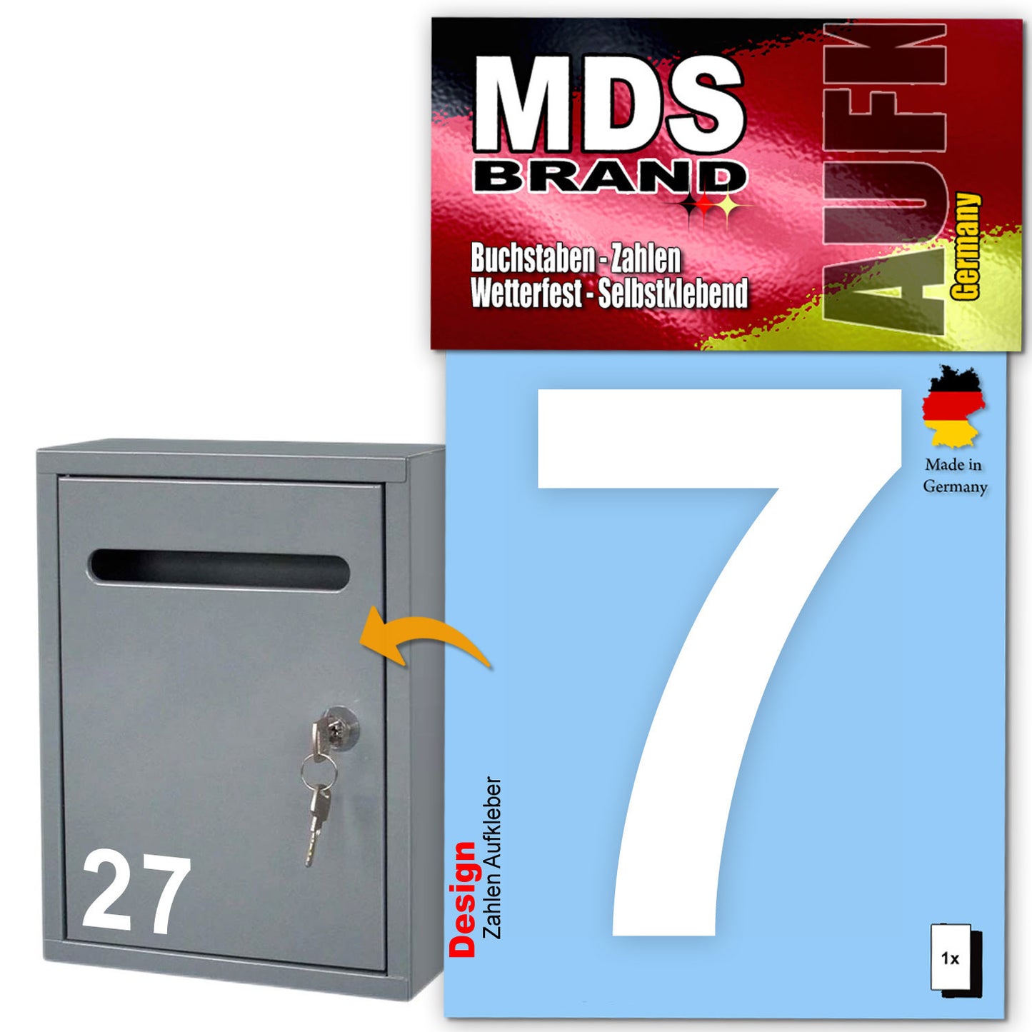 10cm Design Zahlen Aufkleber | Selbstklebende Klebezahlen für Briefkasten, Mülltonne, Hausnummer Aufkleber für Außen & Innen Weiss