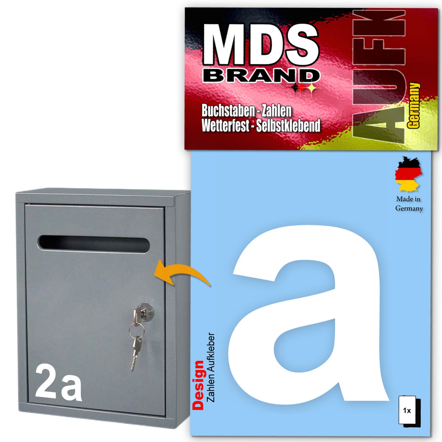 10cm Design Zahlen Aufkleber | Selbstklebende Klebezahlen für Briefkasten, Mülltonne, Hausnummer Aufkleber für Außen & Innen Weiss