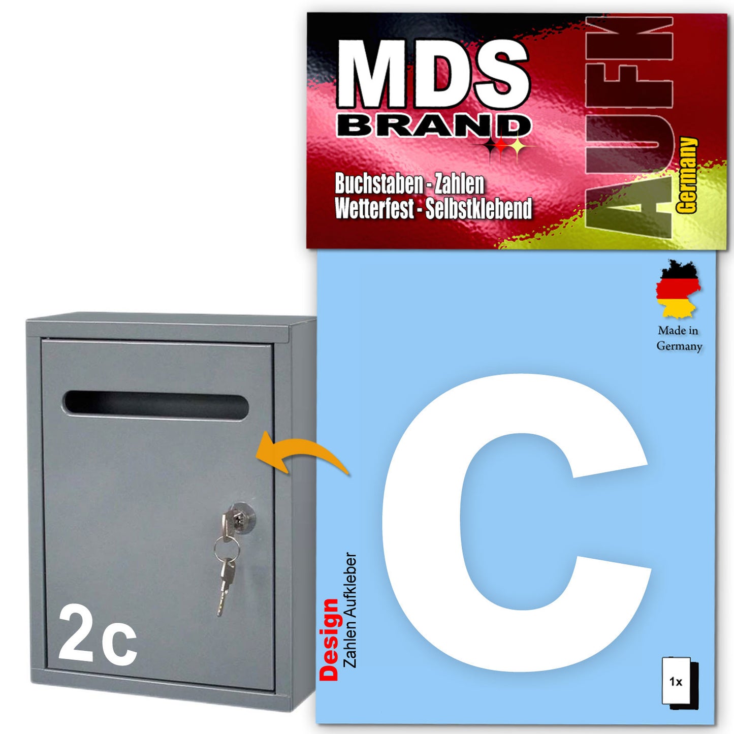 10cm Design Zahlen Aufkleber | Selbstklebende Klebezahlen für Briefkasten, Mülltonne, Hausnummer Aufkleber für Außen & Innen Weiss