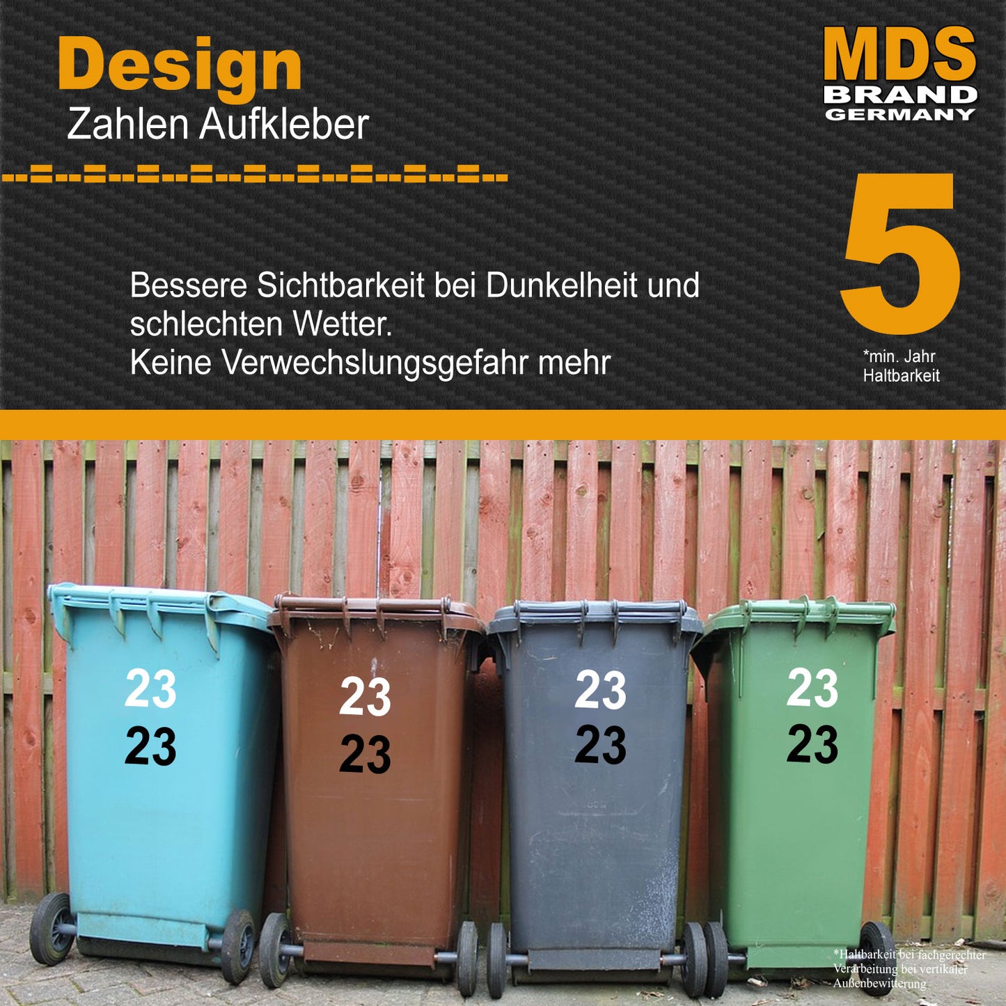 Design 20cm Zahlen Aufkleber | Selbstklebende hausnummern zum aufkleben | Klebezahlen für Mülltonne, Briefkasten & Hausnummer | Optimal für Außen & Innen, klebeziffer sind Weiss Schwarz